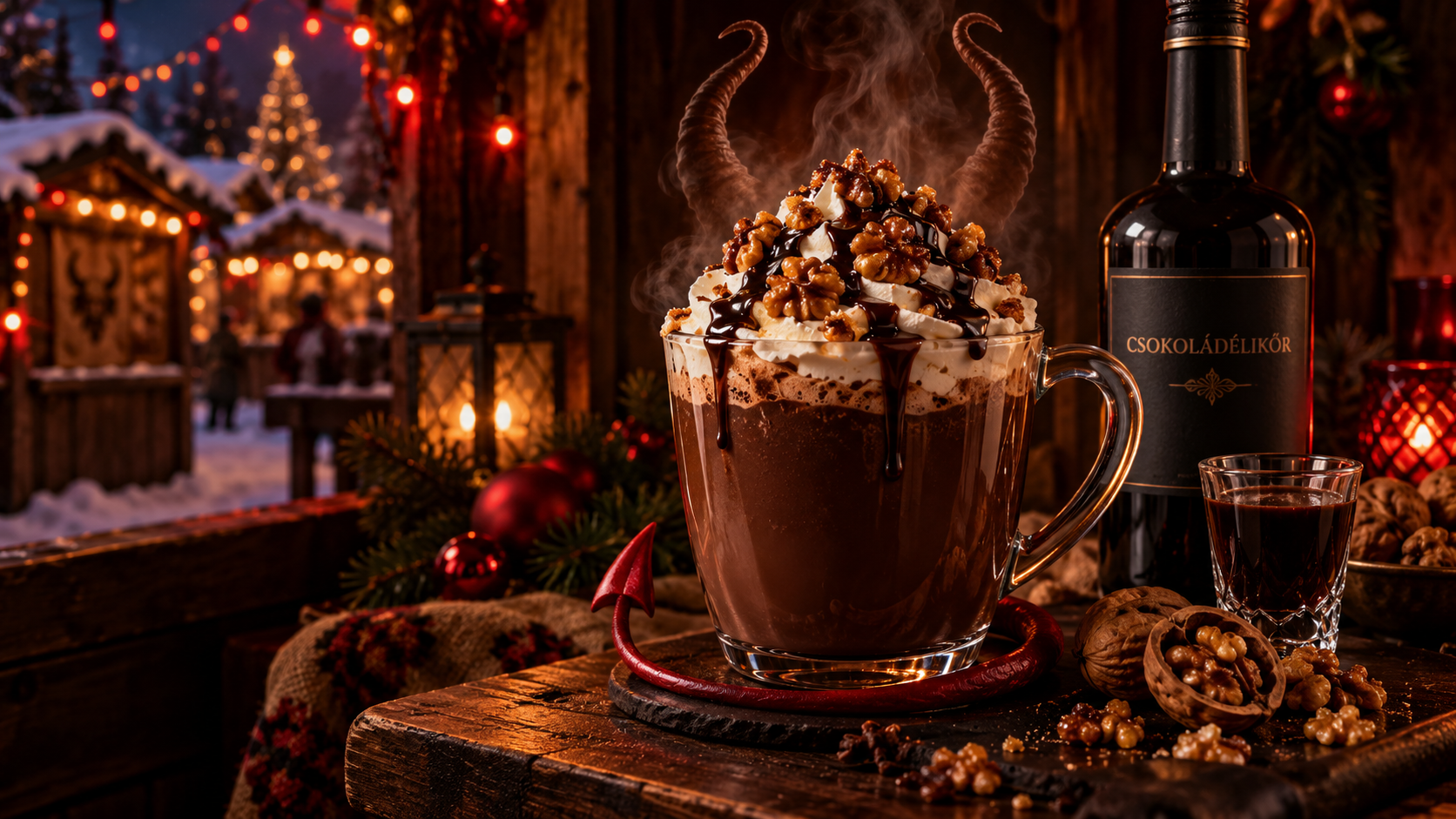 Krampusz forró csokoládé rumos dióval